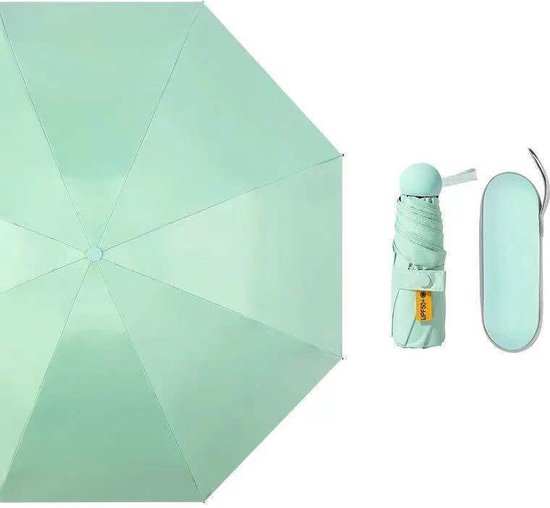 Opvouwbare Paraplu -Windproof-Zonbescherming Anti-Uv UPF50 + met gratis Reisetui-licht groen