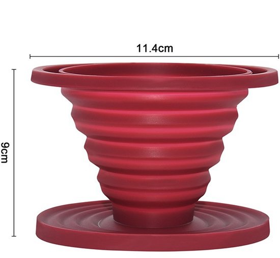 Opvouwbare siliconen koffie filter rood