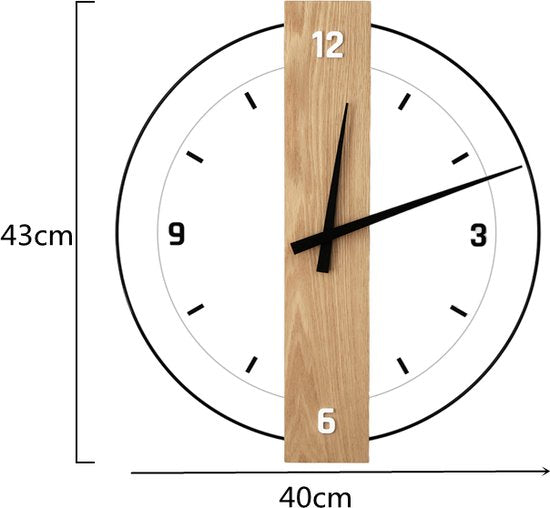 Luxe Stille Wandklok Ø40cm - Modern Hout & Acryl