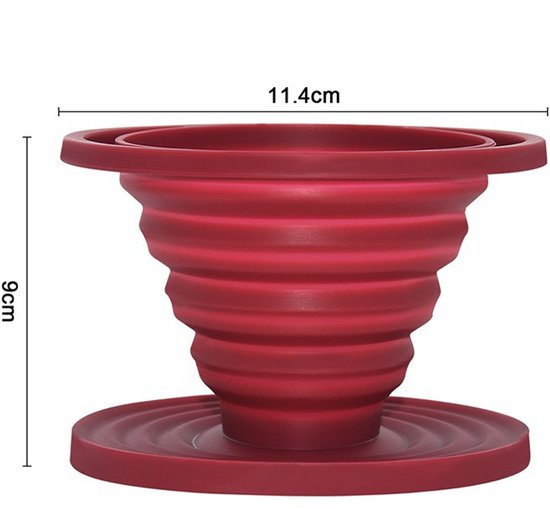 Opvouwbare siliconen koffie filter rood