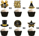 52 delig Happy New Year Versiering-Oud en Nieuw Feest Decoratieset-Zwart Goud Zilver