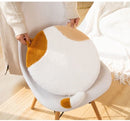 Rond Kussen Kat – 40×40 cm – Bruin/Wit Pluche Kussentje