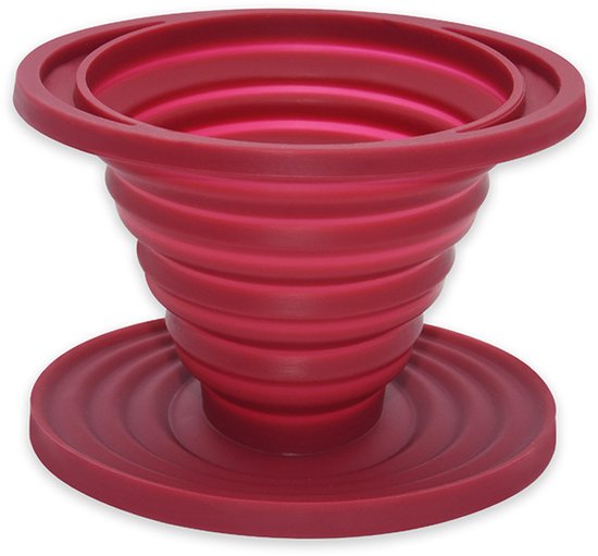 Opvouwbare siliconen koffie filter rood