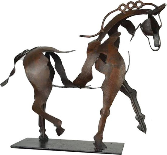 Elegante Tafellamp met Paardendesign en LED-Verlichting -Stijlvolle Decoratie voor elke Ruimte - Duurzaam IJzer -werkt op USB- 14x20x19CM -donkerbruin