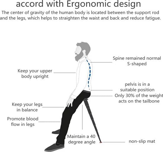 TDR Compacte Zitkruk - Licht, Opvouwbaar, 100 kg Draagvermog