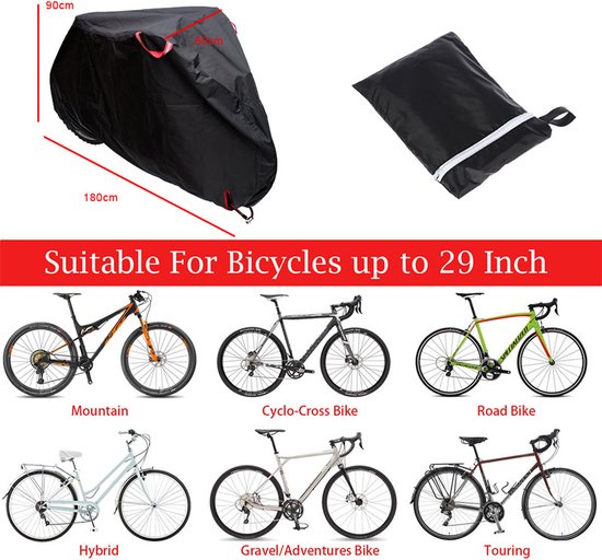 Optimale Bescherming voor je Fiets - 210D Oxford-stof Fietsenhoes met draagtas- tegen Stof en Water-zwart 180X60X90CM