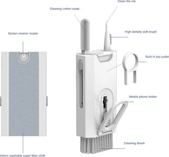 8 in 1 Schoonmaak Kit-Cleaning kit-reinigen set voor laptops,tablets ,telefoons, schermen en oortelefoons