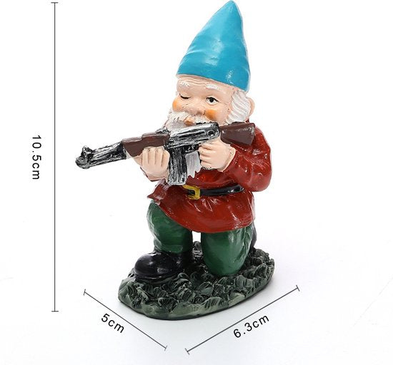3delige Set Gedetailleerde Militaire Gevechtstuinkabouters in Diverse Poses - Decoratief Beeldje