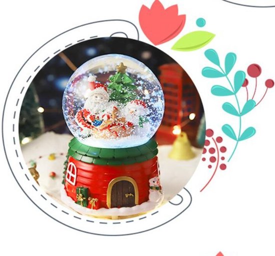 Luxe Kerst Sneeuwbol met LED-verlichting en Muziek - Kerstman en Sneeuwpop- Ø10 cm, Hoogte 16,5 cm