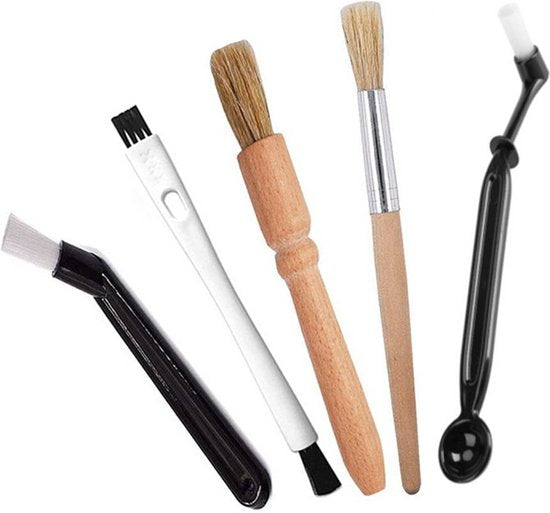 Unikorf 5-delig koffiemachine set: nylon/houten borstels