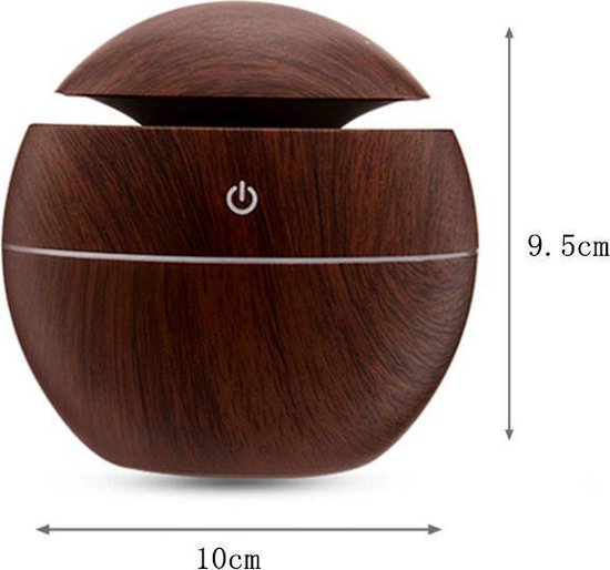 Luchtbevochtiger Aromatherapie met LED Donkerbruin 100x100mm