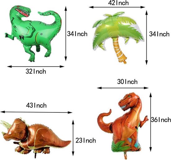 90 delig verjaardagset - Thema: Dinosaurus - Versiering voor feestjes, verjaardag - feestdecoratie
