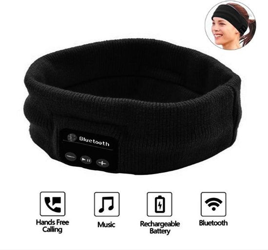 Sport hoofdband met Bluetooth - Geïntegreerde afneembare speakers (koptelefoon functie) - Oplaadbaar via USB - Afspelen Muziek - Bellen - Zwart