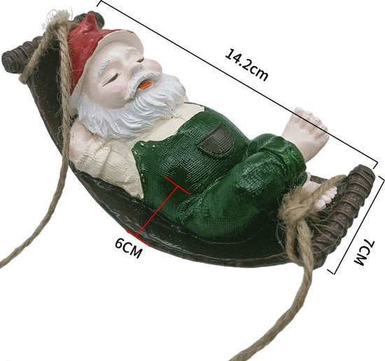 Hangende tuinkabouter - Oude man in hangmat - Tuindecoratie