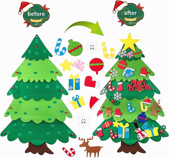 Vilten kerstboom set - DIY kerstdecoratie - 32 stuks - groen - vilt
