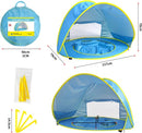 Baby strandtent met zwembad - UV 50+ bescherming - polyester - blauw