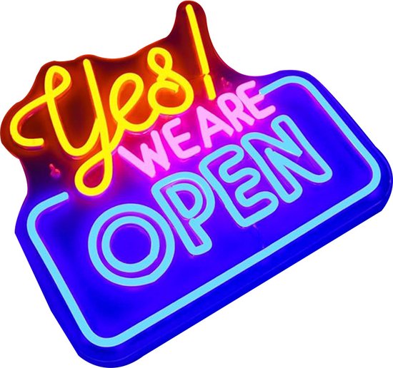 LED Neonbord “Yes! We Are Open” – USB – 34,5 x 30 cm