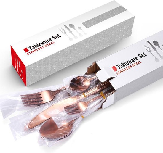 TDR-roestvrij staal 24-delige Rosegoudkleurig bestekset hoog