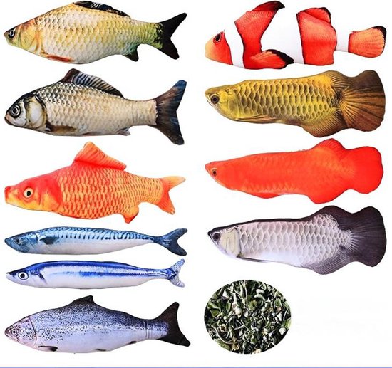 Realistische Visvormige Katten Speeltjes - Set van 10 Stuks