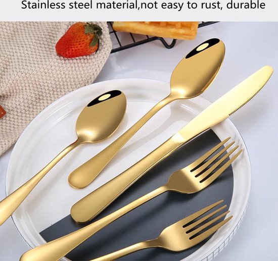 TDR 24-delige roestvrijstalen bestekset - 6 personen - goud