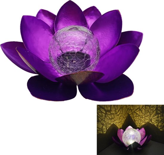 lotus tuinlamp op zonne-energie- Buitenverlichting met dagsensor-paars