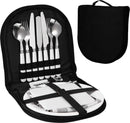 TDR- Picknick set - kamperen set - camping servies - voor 2 personen ( 2x mes, vork en lepel, 2 borden, kurkentrekker, placemat, snijplank)