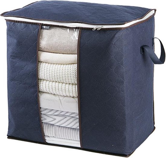 4x62L opbergtassen kleding/dekbed - vezelvlies, marineblauw