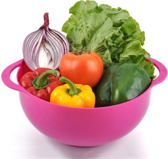 8-delige-Multifunctionele groentewasmand poederzeef -Afdruipmand-Meng en Maatkommen-stapelbaar-Beslagkommen