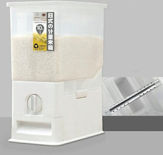 Japans Rijst/Granen Container/Dispenser/ Opbergdoos - 10KG inhoud - wit