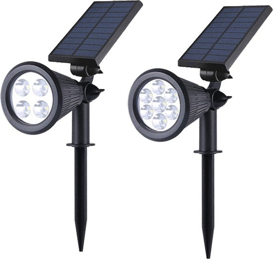2 Stuks led solar spot light -IP65-voor wandmontage of grondspies-wit licht