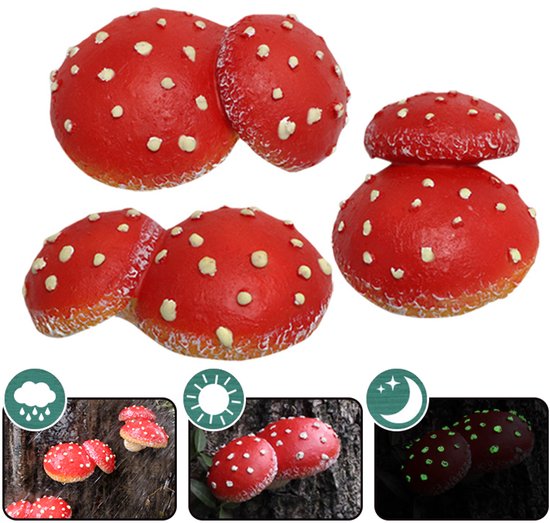 Simulatie rode paddenstoel landschapsdecoratie hars rode pad