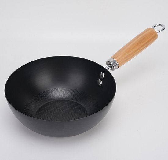Merkloos 20cm Smeedijzeren Wokpan, Visgraat Non-Stick