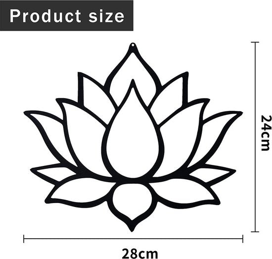 Metalen Lotus wandbord-woonkamer wanddecoratie-Elegant en stijlvol 28*24cm-zwart