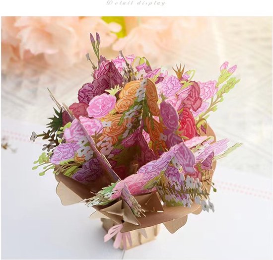 Grote 3D wenskaart met een bosje Bloemen- Inclusief envelop-perfect voor diverse gelegenheden-moederdag