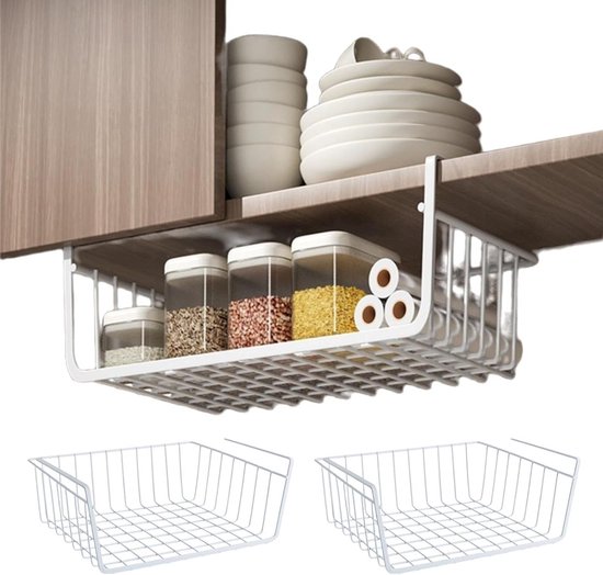 Hanging Basket Set - 2-Delige Onderkast Opbergbak voor Keuken, Badkamer en Kantoor – afbeelding 13