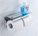 TDR-Dubbele toiletrol houder - met geïntegreerd Roestvrijstalen plankje / planchet 260 * 100 * 100 mm-zilver