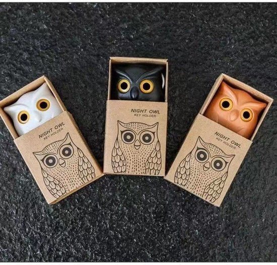 Nachtuil Sleutelhangerhouder Wit - Interactief Design - 6x5 cm - Bekend van TikTok