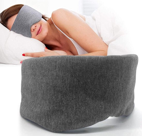 Verstelbaar katoenen oogmasker met opbergtas - donkergrijs