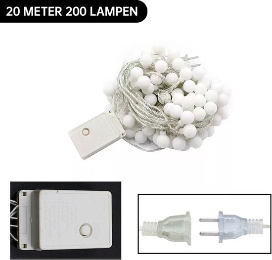 LED bal lichtsnoer warm wit 12m 100 lichtjes bal USB 8 funct