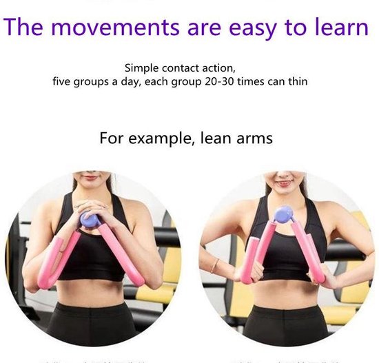 Fitness & Massage Set - De ultieme combinatie voor verbetering van lichaamsvorm en ontspanning - 1x Multifunctionele fitness en afslank klem & 1x Massage handvat met Rollers - Roze