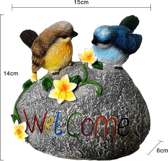 Prachtige Landelijke Hars Vogeldecoratie met Warm Welkom- Duurzaam en Charmant- 15*6*14cm