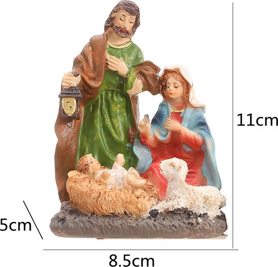 Compacte Kerststalfiguur Maria, Jozef en Jezus - 8.5x5x11cm