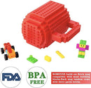 Build on Brick Mug - rood- 350 ml - bouw je eigen mok met bouwsteentjes - BPA vrije drinkbeker cadeau voor kinderen of volwassenen - koffie thee limonade of andere dranken - pennenbeker - creatief accessoire voor op bureau