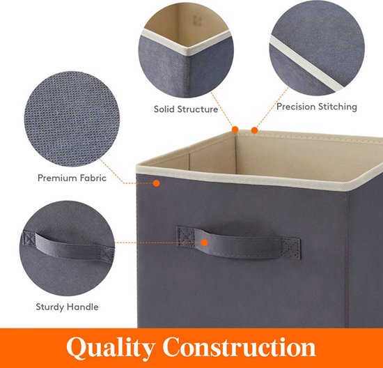6 Opbergdozen voor Kleding en Speelgoed - Grijs - 33x33x33CM
