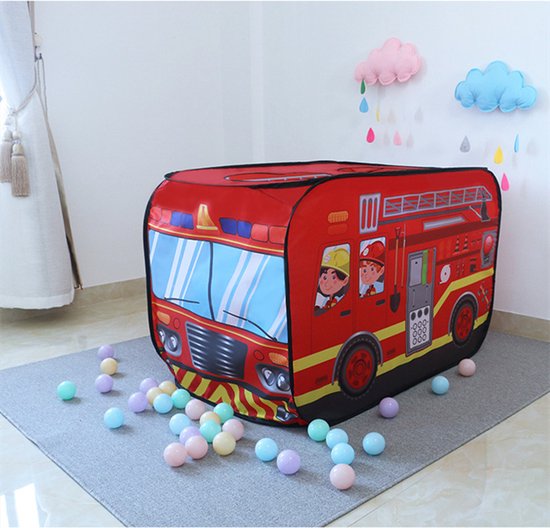 TDR-kinder auto tent -speelhuistent- opvouwbare tent - Brandweerwagen 112*70*75CM