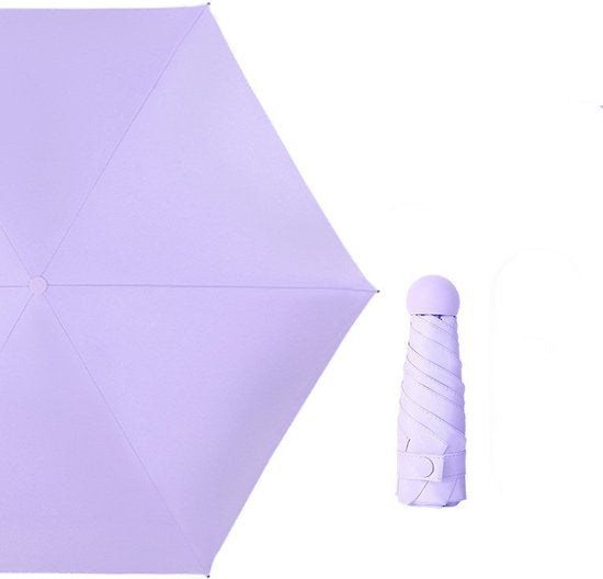 TDR--Opvouwbare Paraplu -Windproof-Zonbescherming Anti-Uv UPF50 + met gratis Reisetui- Paars