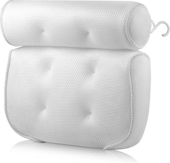 Comfort Badkussen met 3D Air-mesh en 6 Zuignappen - Wit