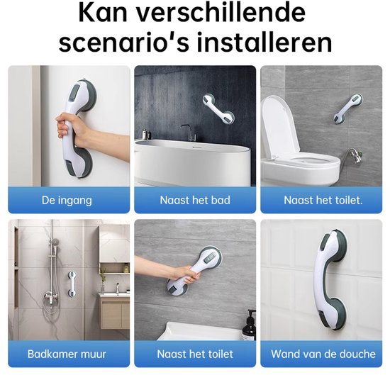 2-pack Handgrepen - 2 stuks - met zuignappen - verrijdbare leuningen - veiligheidsgrepen - badkamerstandaards - douchegrepen - veiligheidsbeugel - voor senioren en gehandicapten ondersteuning in toilet - Kastgrepen, glazen deuren, ramen