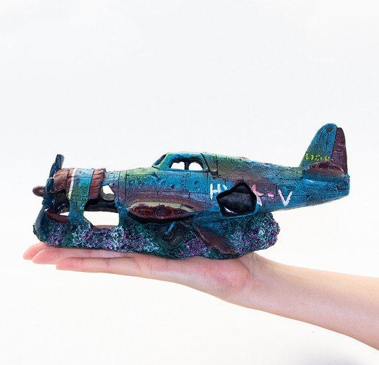 Aquarium decoratie - Gevechtsvliegtuigen - Realistische hars ornamenten voor vistank landschapsarchitectuur - Duurzaam en stabiel - Ideaal voor zoet- en zoutwateraquaria 23 x 10 x 8 cm