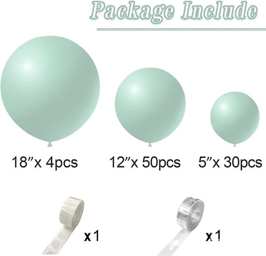 86-delige macaron ballonnenset lichtgroen - ballonnenboog